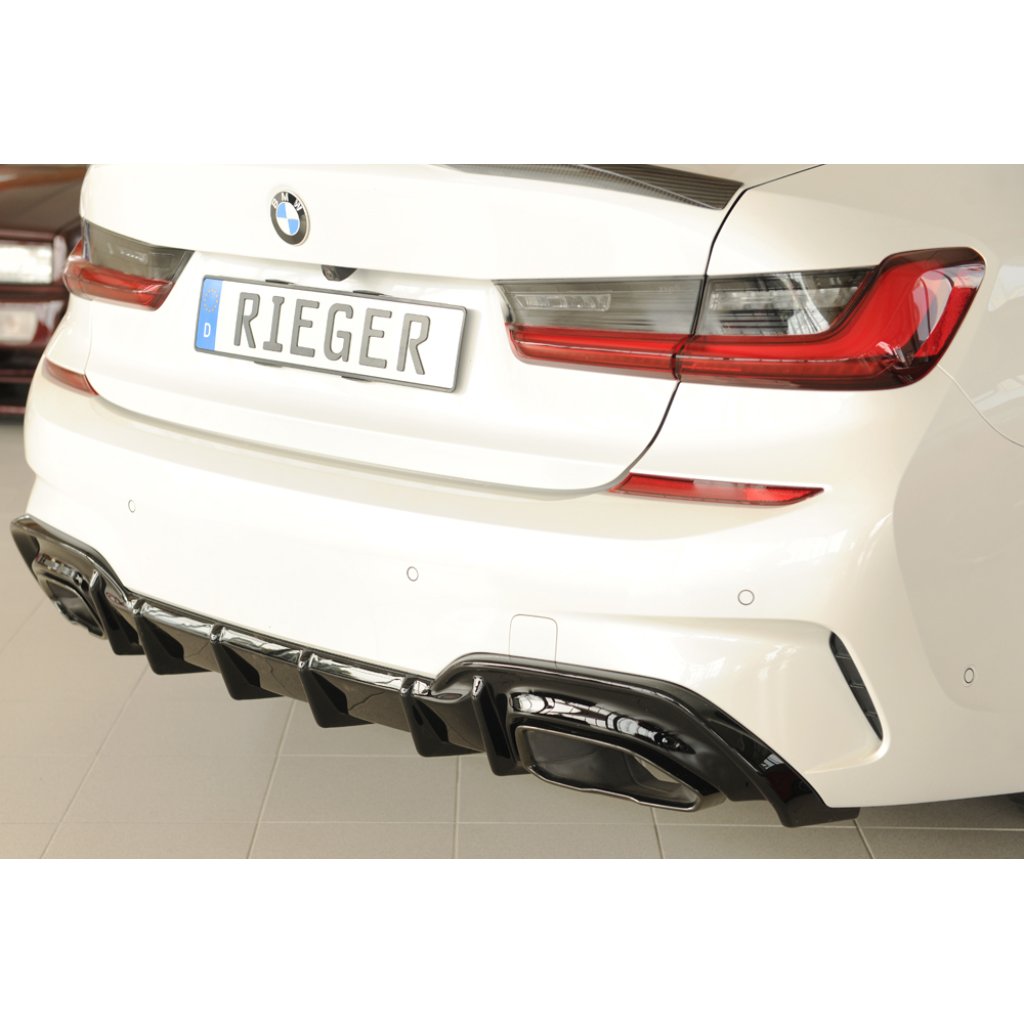 Rieger vložka zadního nárazníku (pro vozy s tažným zařízením) pro BMW řada 3 G21 touring, plast ABS lakovaný do černé lesklé barvy, M340i/M340d