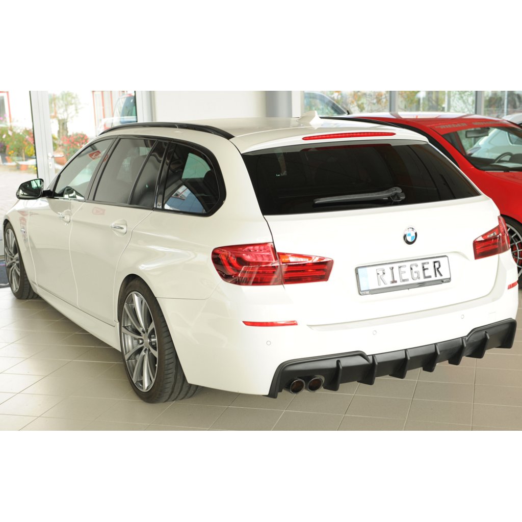 Rieger vložka zadního nárazníku (pro vozy s tažným zařízením) pro BMW řada 5 F11 touring, plast ABS bez povrchové úpravy, pro orig. dvojitou koncovku vlevo