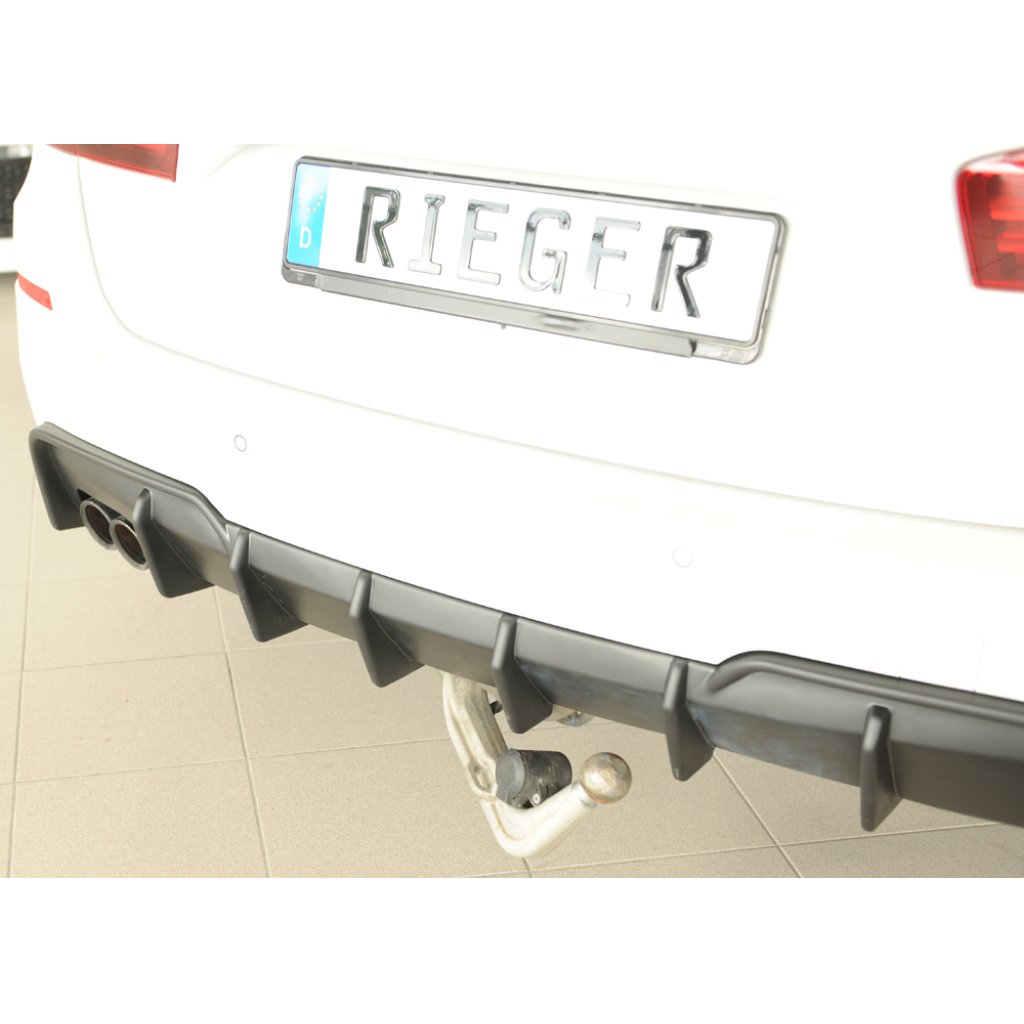 Rieger vložka zadního nárazníku (pro vozy s tažným zařízením) pro BMW řada 5 F11 touring, plast ABS bez povrchové úpravy, pro orig. dvojitou koncovku vlevo