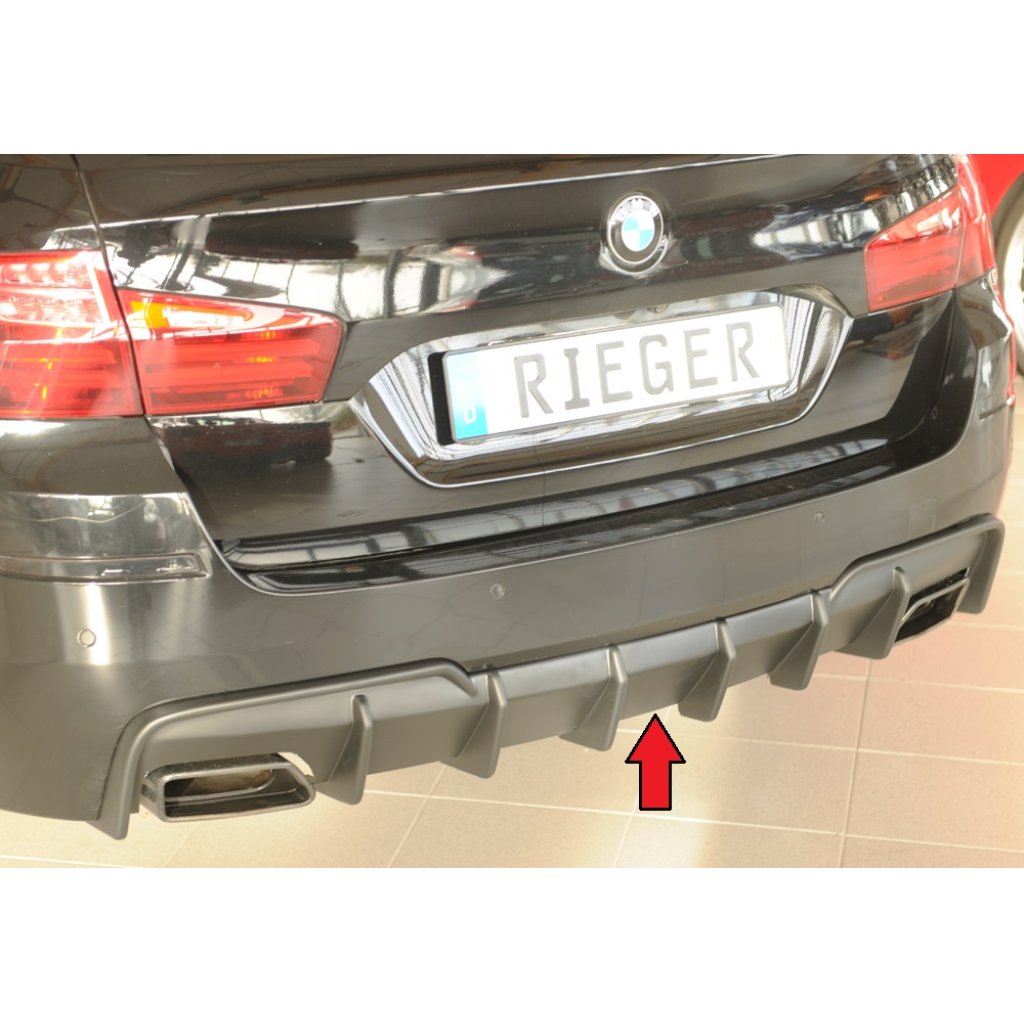 Rieger vložka zadního nárazníku (pro vozy s tažným zařízením) pro BMW řada 5 F11 touring, plast ABS bez povrchové úpravy, pro orig. koncovky výfuku vlevo/vpravo