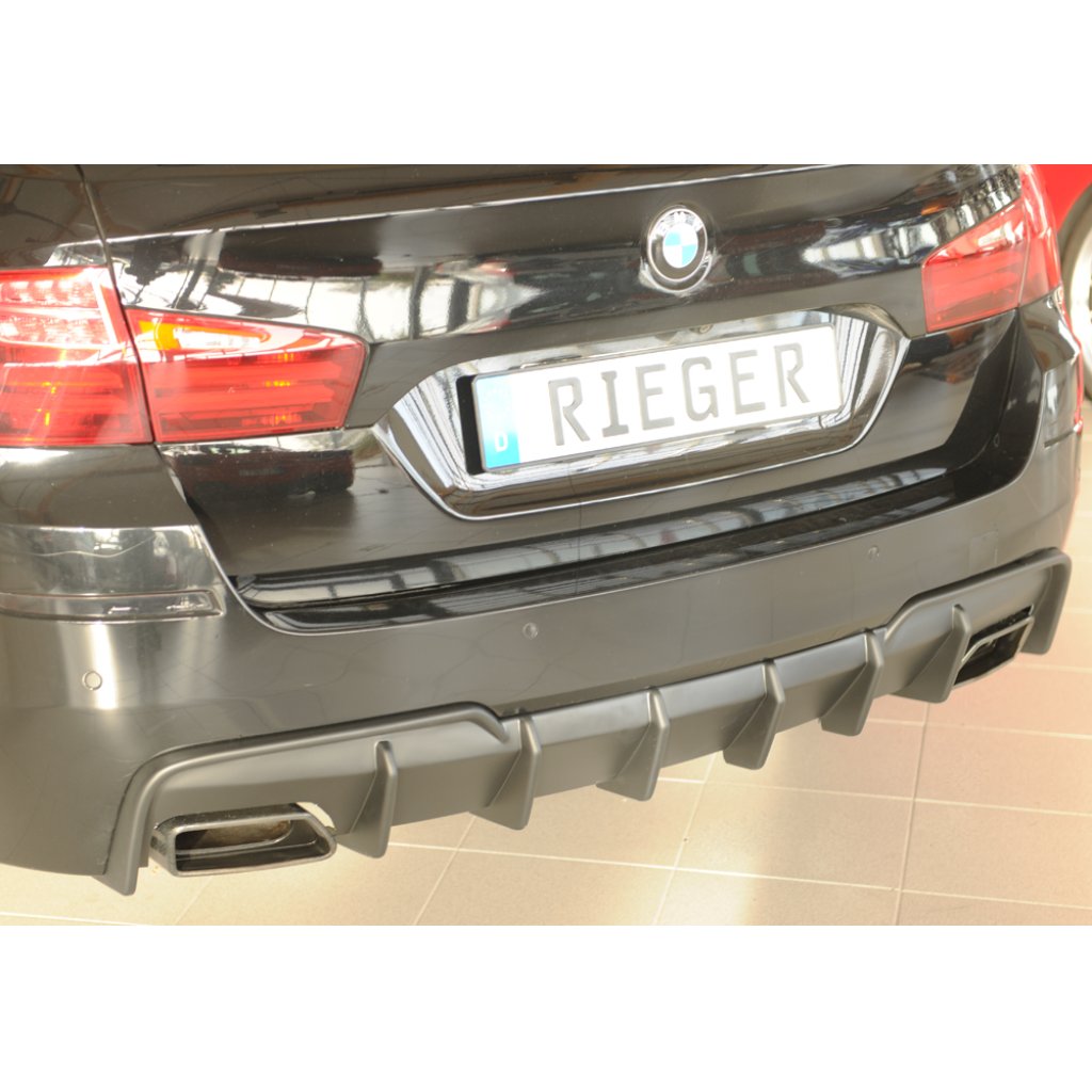 Rieger vložka zadního nárazníku (pro vozy s tažným zařízením) pro BMW řada 5 F11 touring, plast ABS bez povrchové úpravy, pro orig. koncovky výfuku vlevo/vpravo