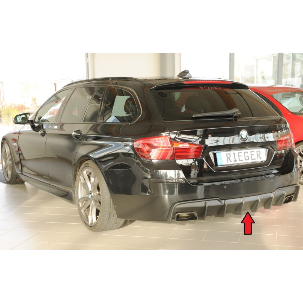 Rieger vložka zadního nárazníku (pro vozy s tažným zařízením) pro BMW řada 5 F11 touring, plast ABS bez povrchové úpravy, pro orig. koncovky výfuku vlevo/vpravo