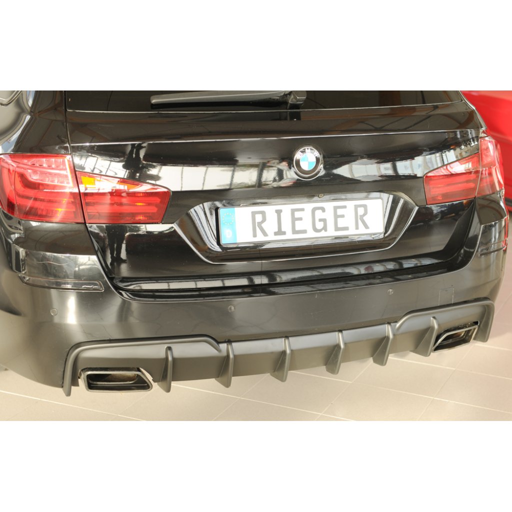 Rieger vložka zadního nárazníku (pro vozy s tažným zařízením) pro BMW řada 5 F11 touring, plast ABS bez povrchové úpravy, pro orig. koncovky výfuku vlevo/vpravo