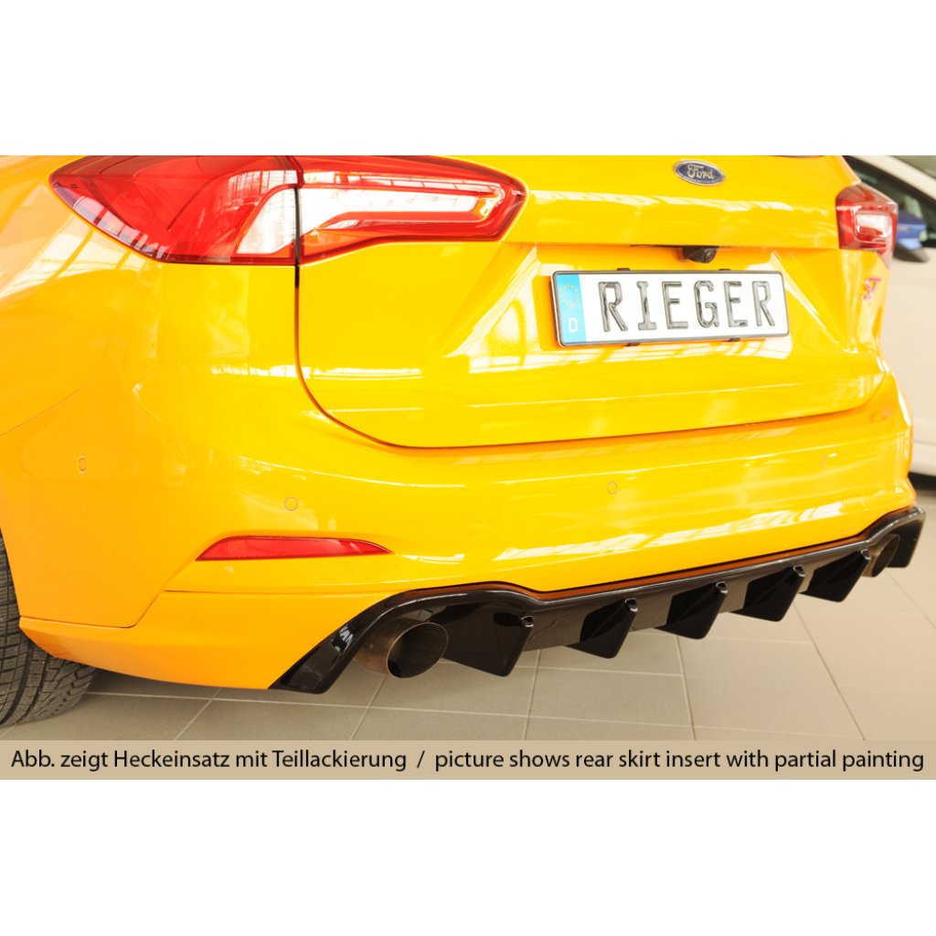 Rieger vložka zadního nárazníku (pro vozy s tažným zařízením) pro Ford Focus 4 ST 5-dvéř. (combi), plast ABS lakovaný do černé lesklé barvy