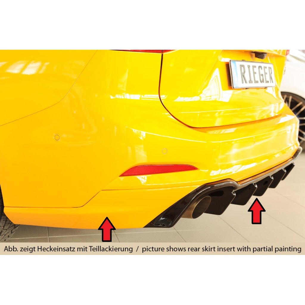 Rieger vložka zadního nárazníku (pro vozy s tažným zařízením) pro Ford Focus 4 ST 5-dvéř. (combi), plast ABS lakovaný do černé lesklé barvy