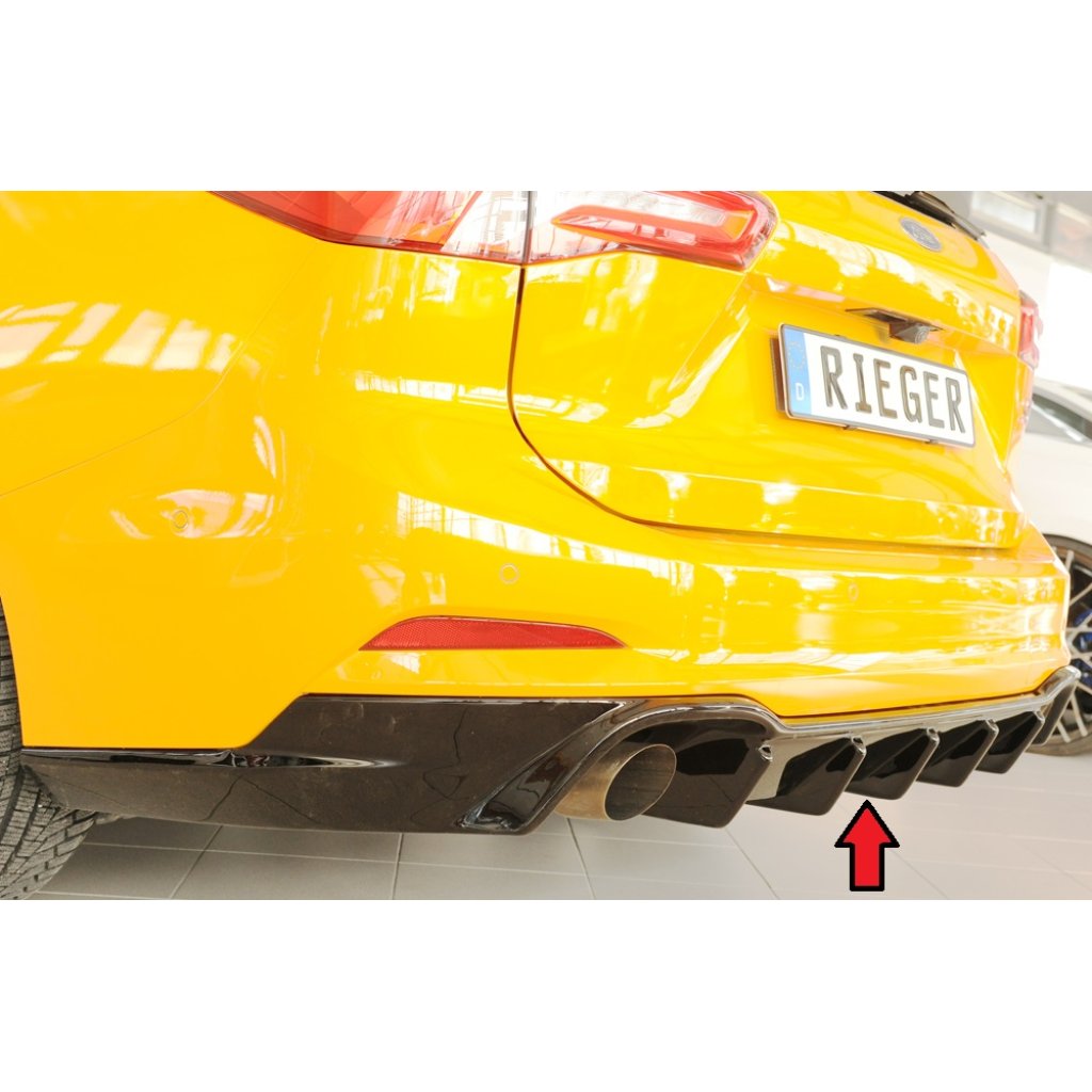 Rieger vložka zadního nárazníku (pro vozy s tažným zařízením) pro Ford Focus 4 ST 5-dvéř. (combi), plast ABS lakovaný do černé lesklé barvy