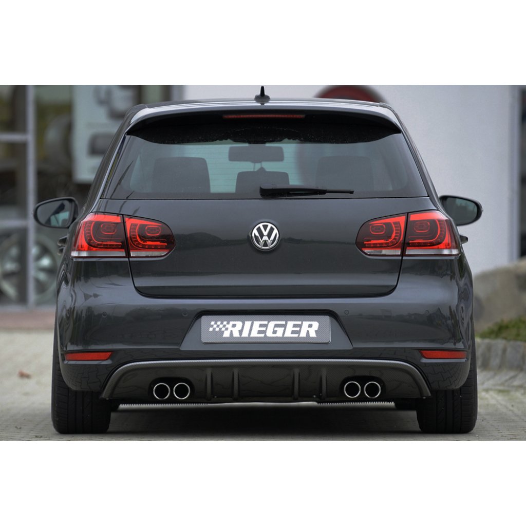 Rieger vložka zadního nárazníku s dvojitými žebry pro Volkswagen Golf 6 kabriolet, plast ABS lakovaný do černé lesklé barvy