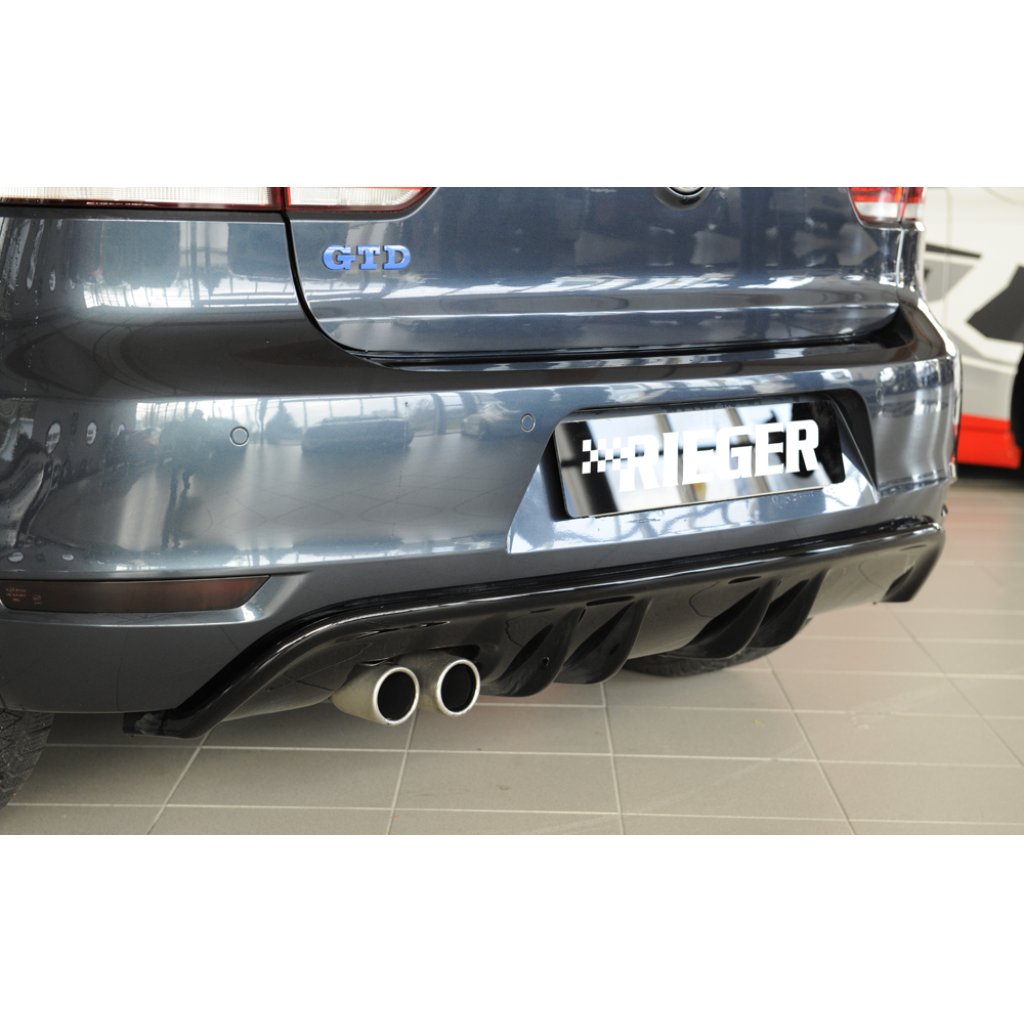 Rieger vložka zadního nárazníku s dvojitými žebry pro Volkswagen Golf 6 vč. GTD 3-dvéř., 5-dvéř., kabriolet, plast ABS lakovaný do černé lesklé barvy