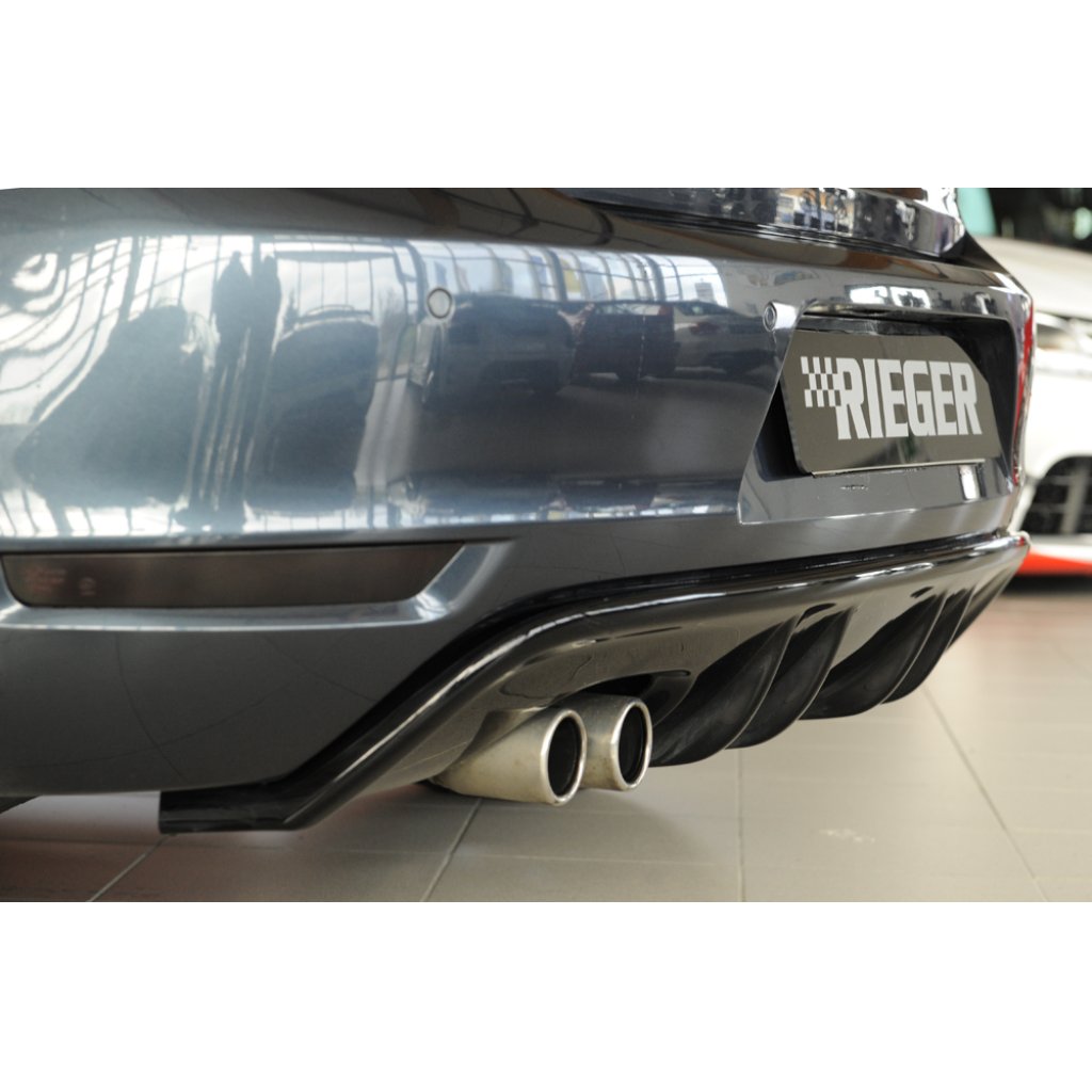 Rieger vložka zadního nárazníku s dvojitými žebry pro Volkswagen Golf 6 vč. GTD 3-dvéř., 5-dvéř., kabriolet, plast ABS lakovaný do černé lesklé barvy