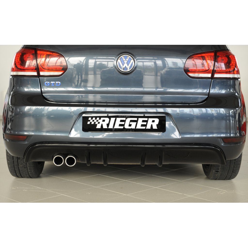 Rieger vložka zadního nárazníku s dvojitými žebry pro Volkswagen Golf 6 vč. GTD 3-dvéř., 5-dvéř., kabriolet, plast ABS lakovaný do černé lesklé barvy