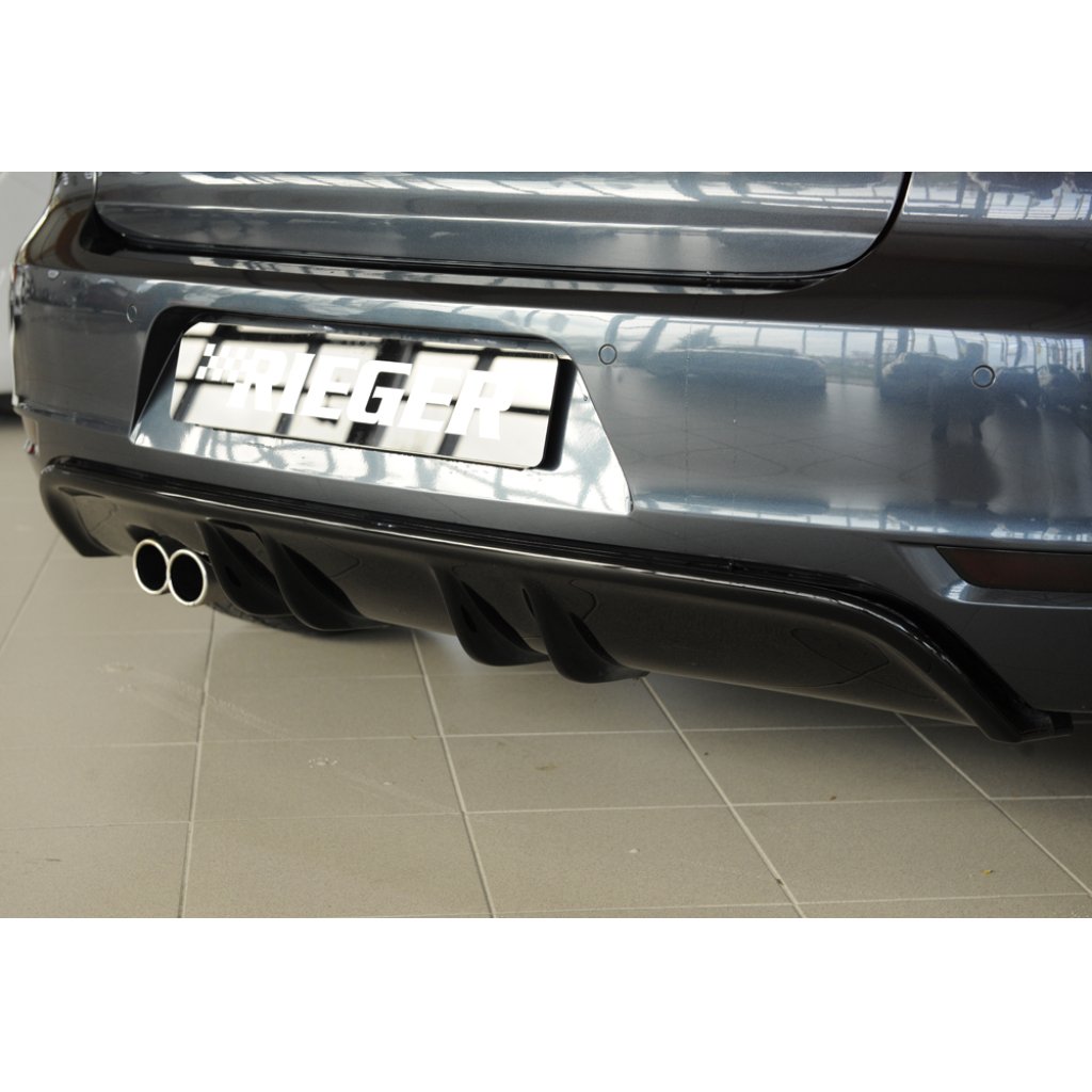 Rieger vložka zadního nárazníku s dvojitými žebry pro Volkswagen Golf 6 vč. GTD 3-dvéř., 5-dvéř., kabriolet, plast ABS lakovaný do černé lesklé barvy
