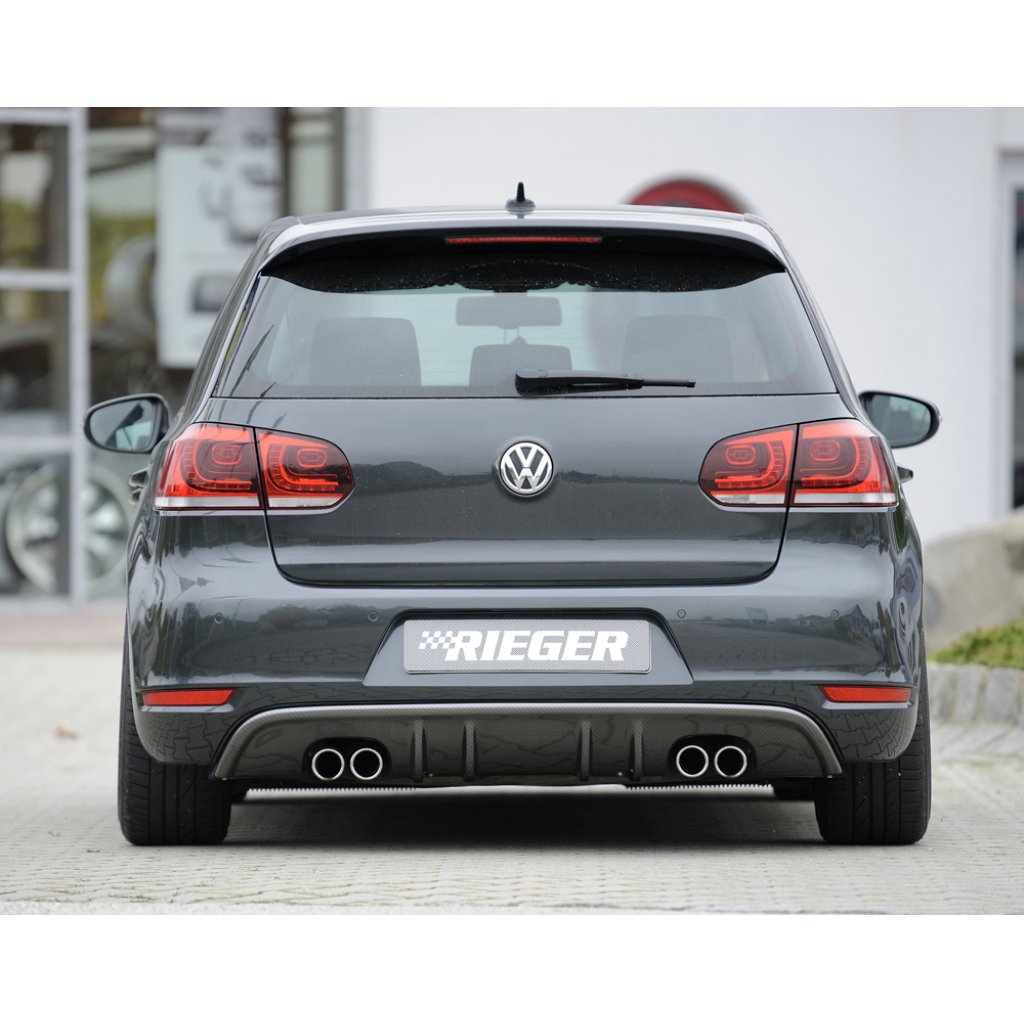 Rieger vložka zadního nárazníku s dvojitými žebry pro Volkswagen Golf 6 vč. GTD 3-dvéř., 5-dvéř., kabriolet, plast ABS s povrchovou úpravou Carbon-Look, pro dvojité koncovky na obou stranách