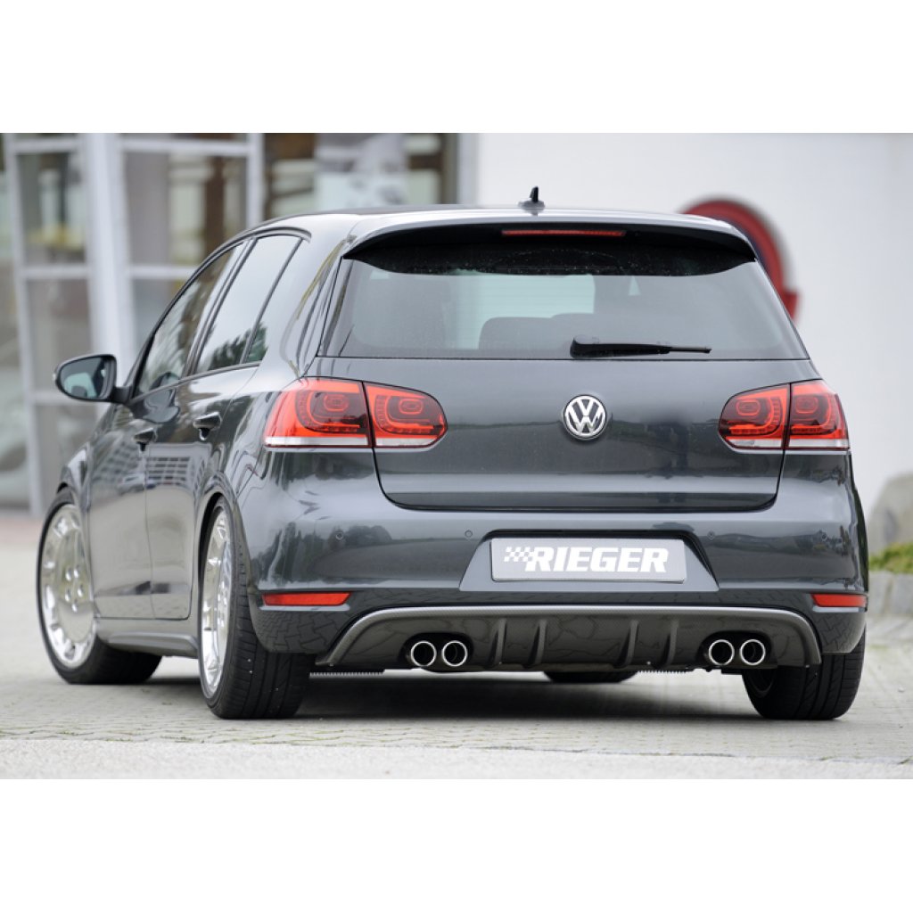 Rieger vložka zadního nárazníku s dvojitými žebry pro Volkswagen Golf 6 vč. GTD 3-dvéř., 5-dvéř., kabriolet, plast ABS s povrchovou úpravou Carbon-Look, pro dvojité koncovky na obou stranách