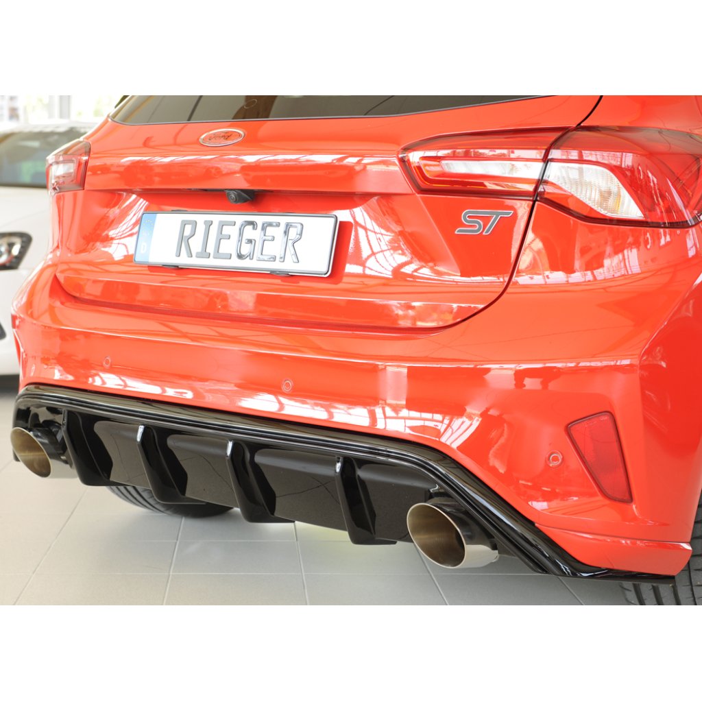 Rieger vložka zadního nárazníku (Typ: 88194) pro Ford Focus 4 DEH 5-dvéř. (hatchback), plast ABS lakovaný do černé lesklé barvy