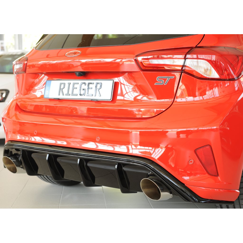 Rieger vložka zadního nárazníku (Typ: 88194) pro Ford Focus 4 DEH 5-dvéř. (hatchback), plast ABS lakovaný do černé lesklé barvy