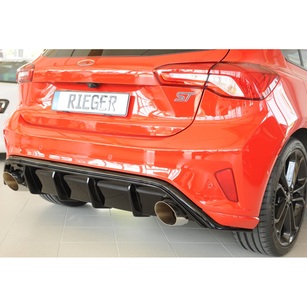Rieger vložka zadního nárazníku (Typ: 88194) pro Ford Focus 4 DEH 5-dvéř. (hatchback), plast ABS lakovaný do černé lesklé barvy