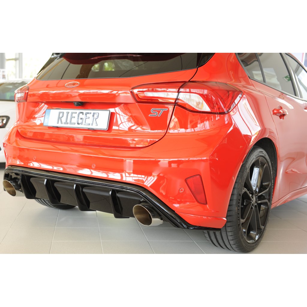 Rieger vložka zadního nárazníku (Typ: 88194) pro Ford Focus 4 DEH 5-dvéř. (hatchback), plast ABS lakovaný do černé lesklé barvy