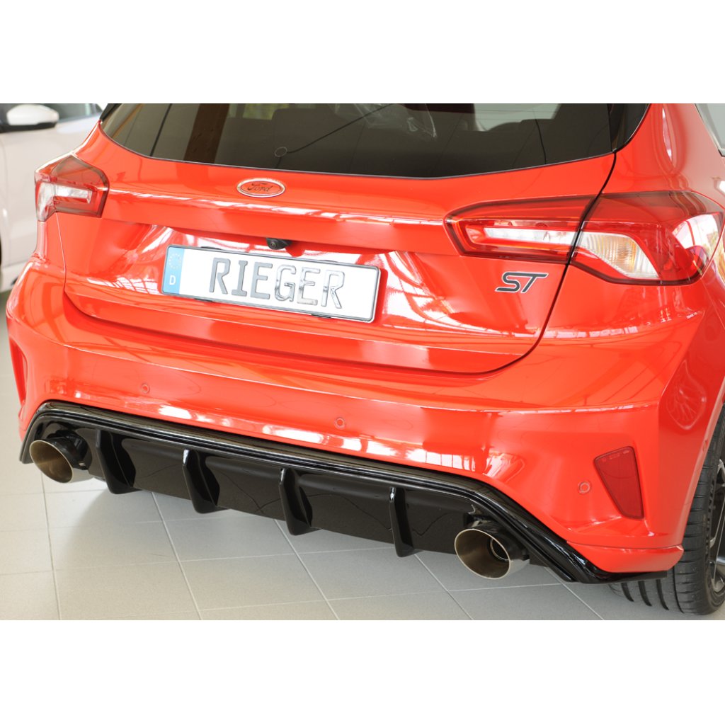 Rieger vložka zadního nárazníku (Typ: 88194) pro Ford Focus 4 DEH 5-dvéř. (hatchback), plast ABS lakovaný do černé lesklé barvy