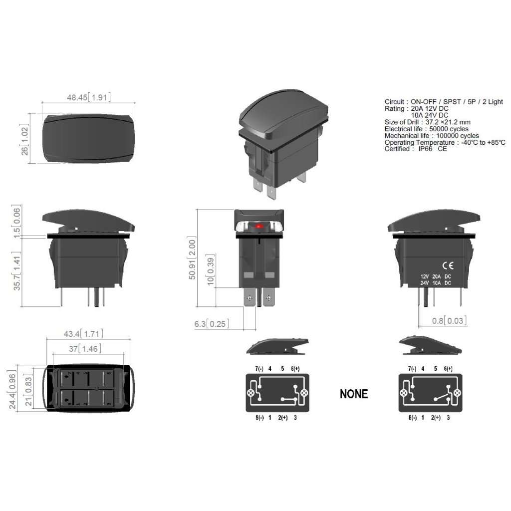 Rocker2 spínač MAJÁK 12/24V