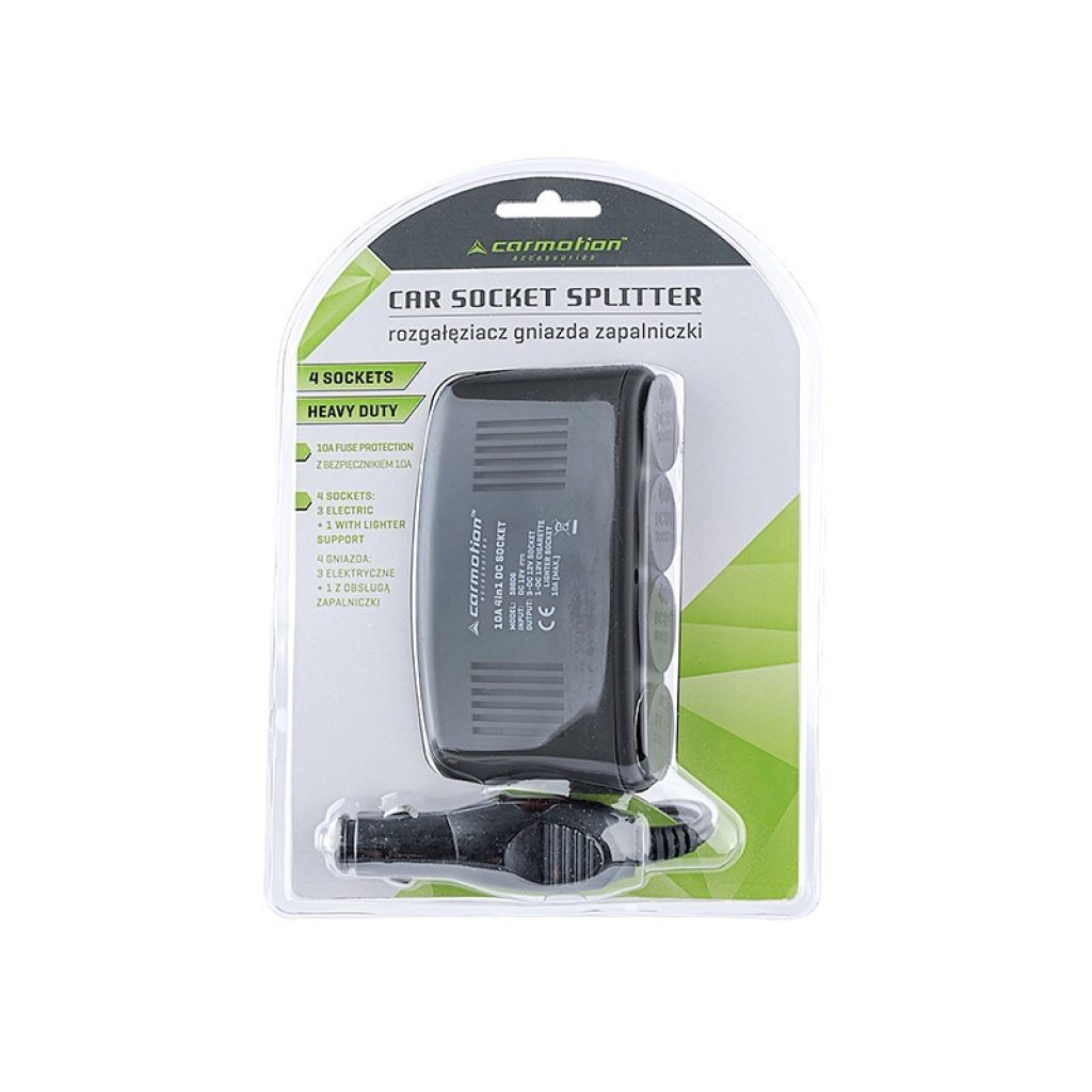 Rozčtyřka 12V (3x12V + 1x zapalovač), kabel 1m, pojistka 10A, 58606