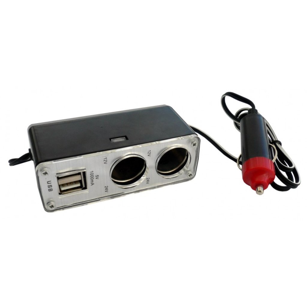 Rozdvojka zapalovače 12/24V, 2x USB, 42932