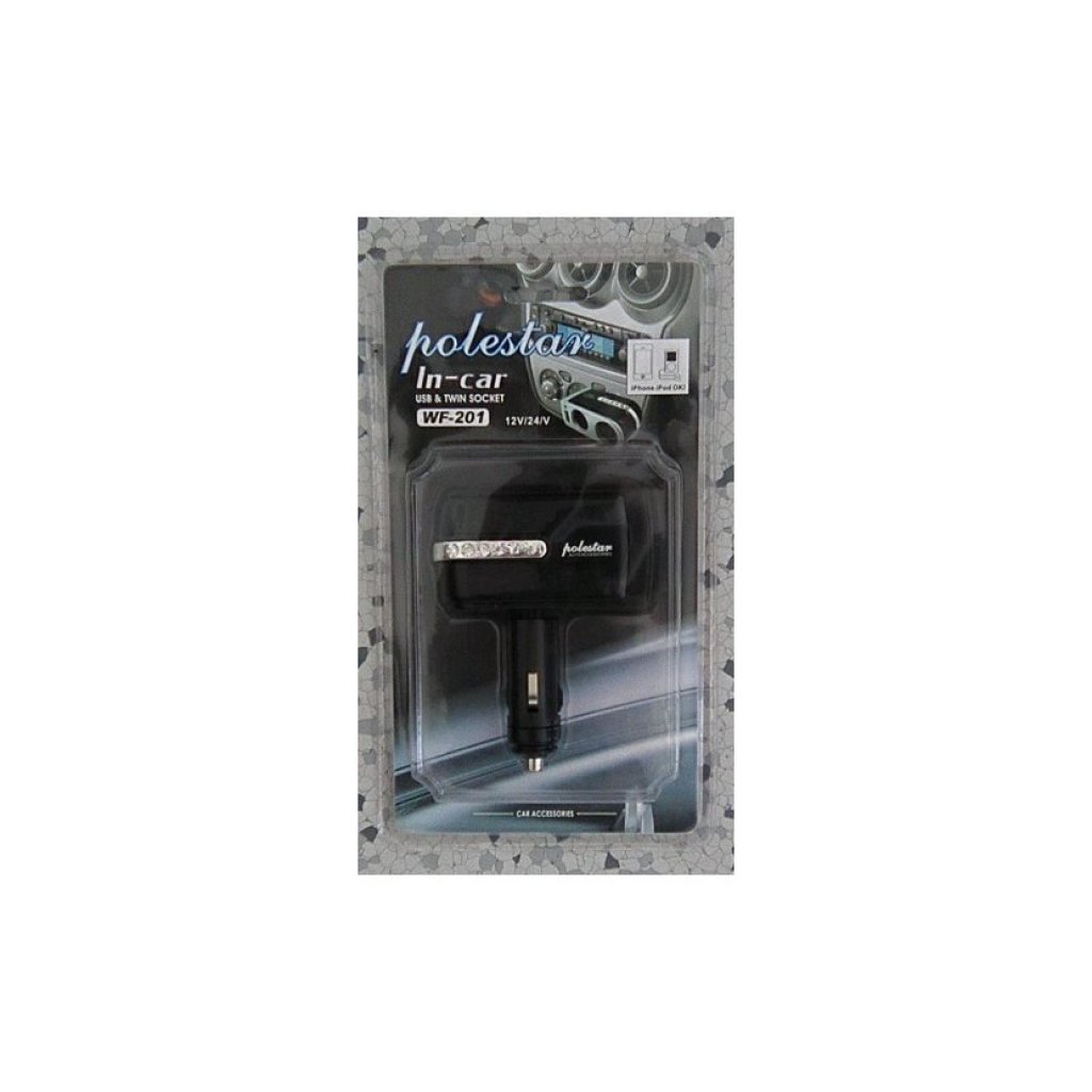 Rozdvojka zapalovače na kloubu 12/24V USB, WF-201 (SPL-20)