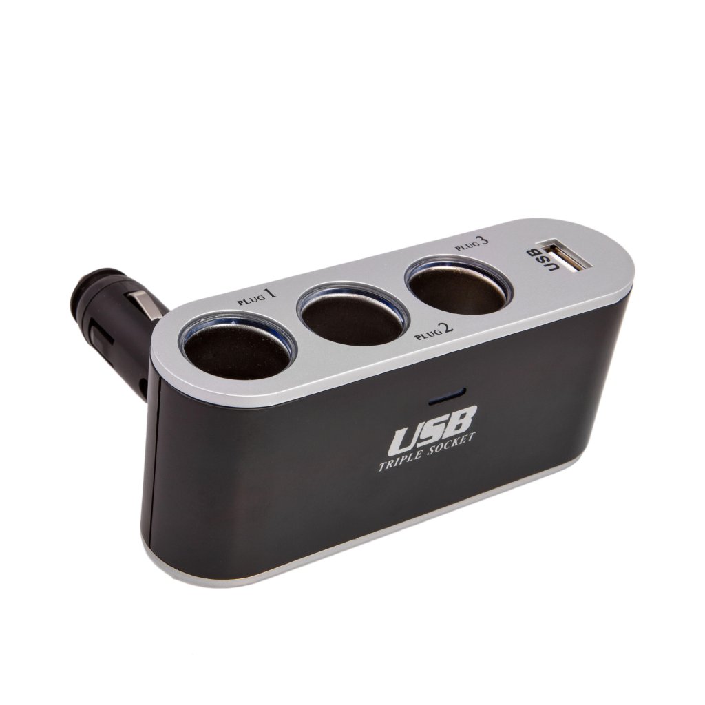 Roztrojka zapalovače pevná 12/24V s USB, 94159