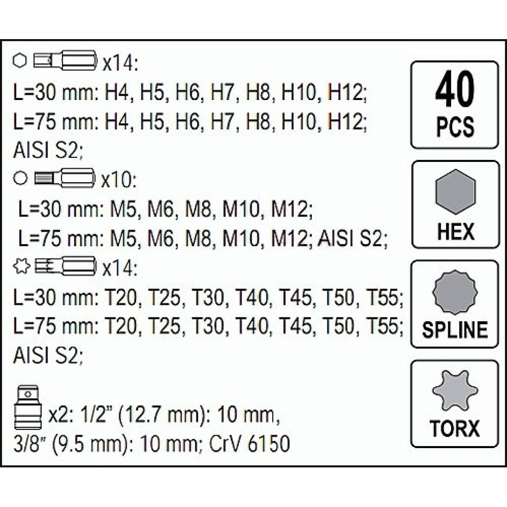 Sada bitů 40 ks box - YT-0400