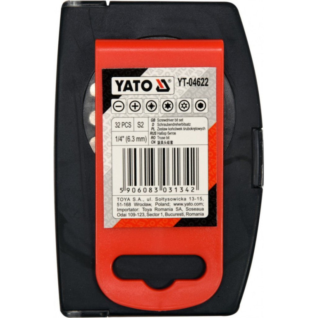 Sada bitů s adaptérem 1/4" 32 ks - YT-04622