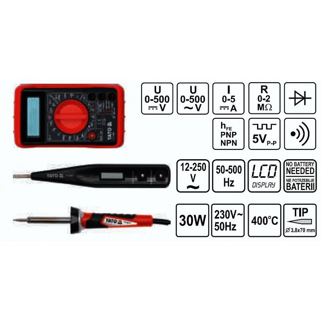 Sada elektro nářadí 1/4", 68 ks - YT-39009