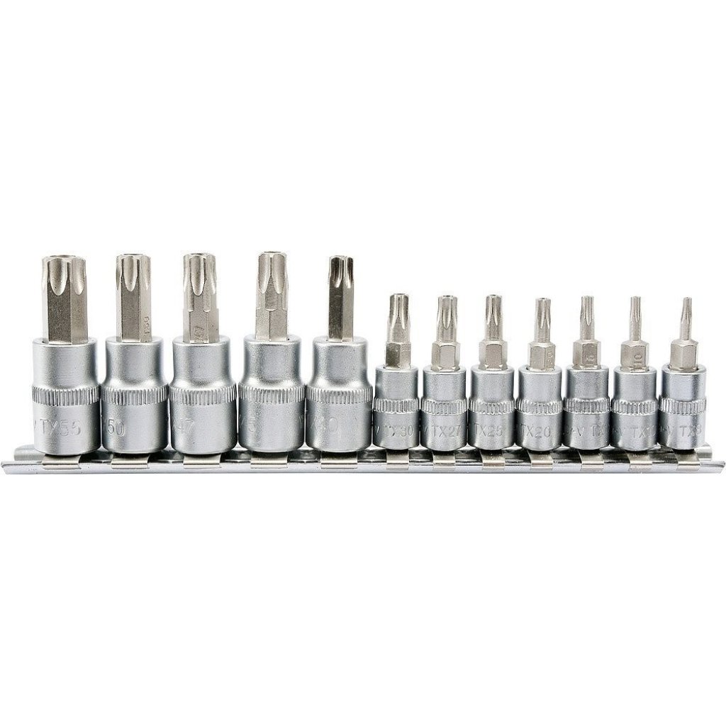 Sada hlavic s bity TORX s otvorem 1/4" a 3/8" 12 ks - YT-04332