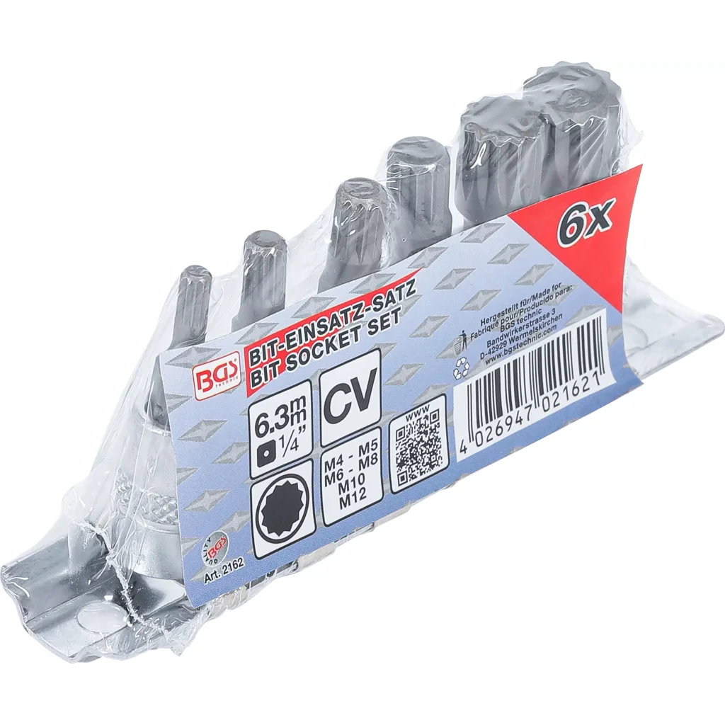 Sada hlavic s bity XZN, 1/4", M4 - M12, 6 ks - B2162