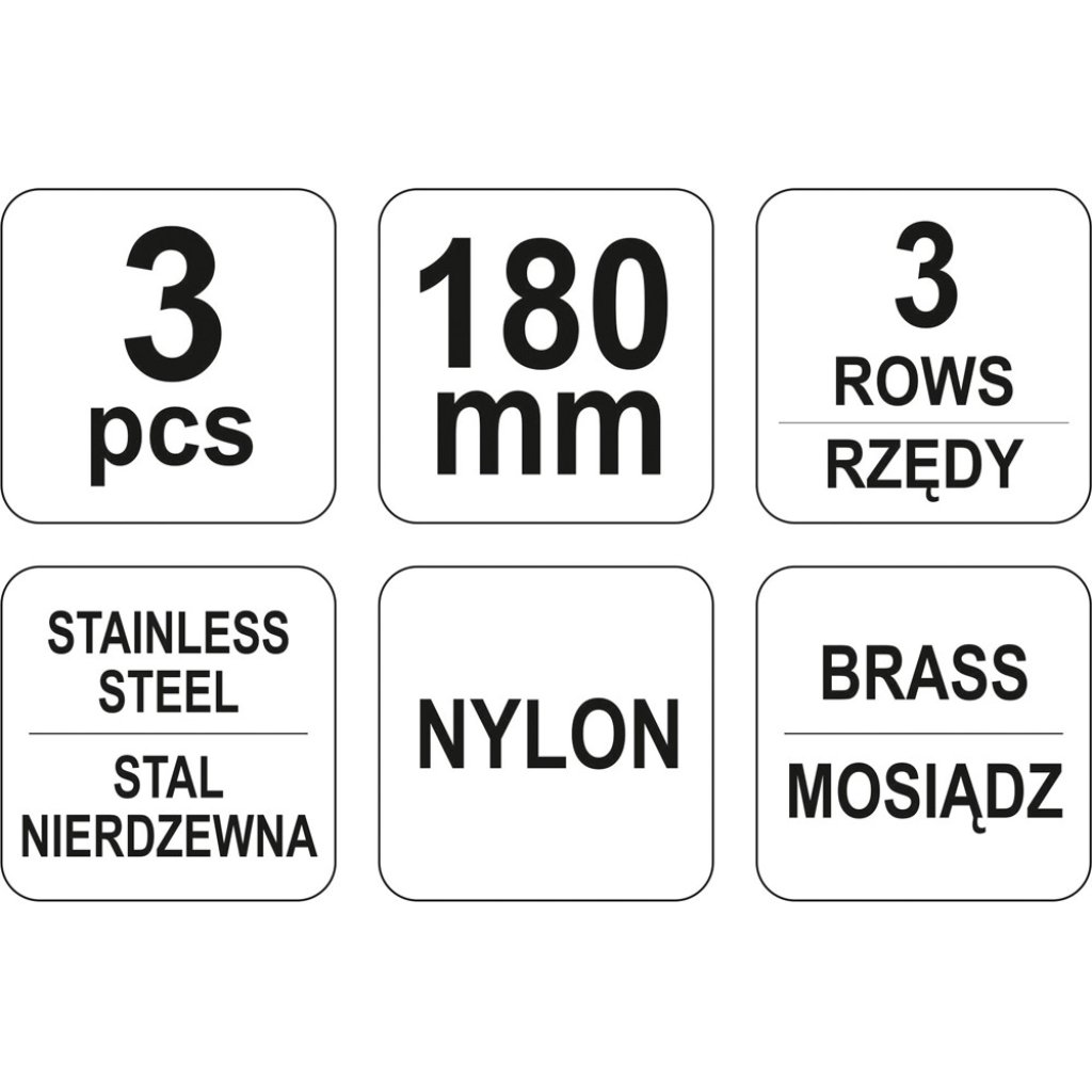 Sada kartáčů drátěných 180 mm, YATO