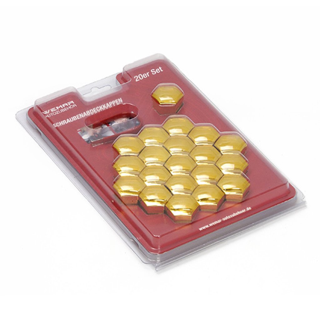 Sada krytek na kolové šrouby nebo matice, zlatý chrom (20ks) CK1720GCWEM velikost 17mm
