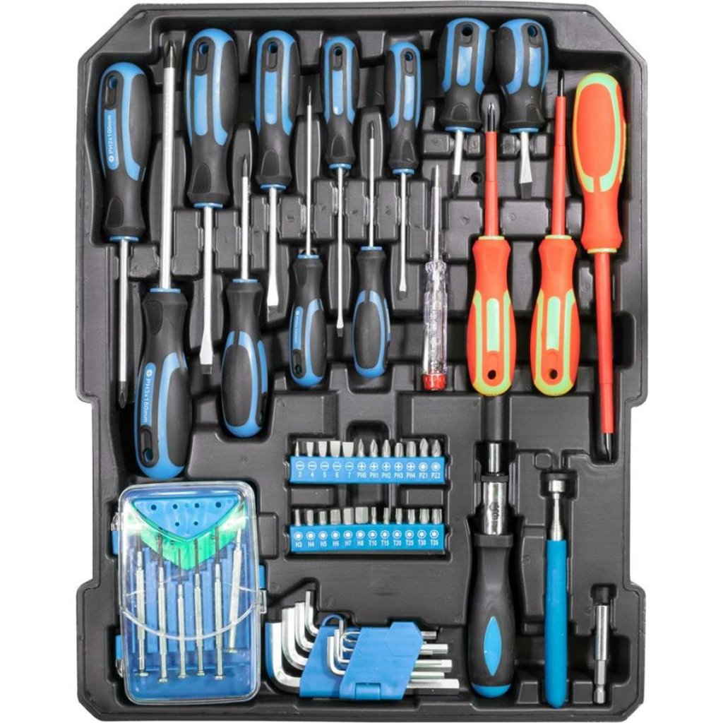 Sada nářadí v kufru s gola sadou 1/2", 1/4", 500 ks, Güde 39004