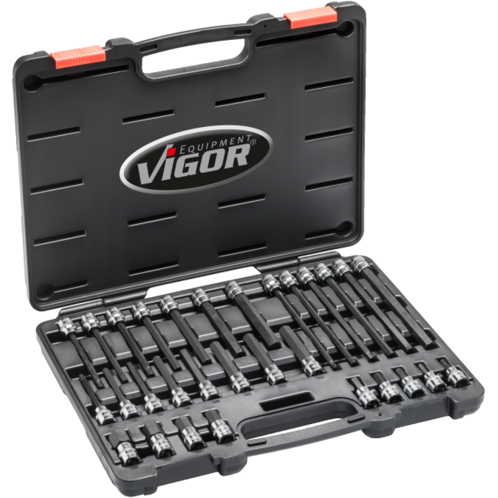 Sada nástrčných hlavic HEX 3/8" v kufru, 30 ks - V6019