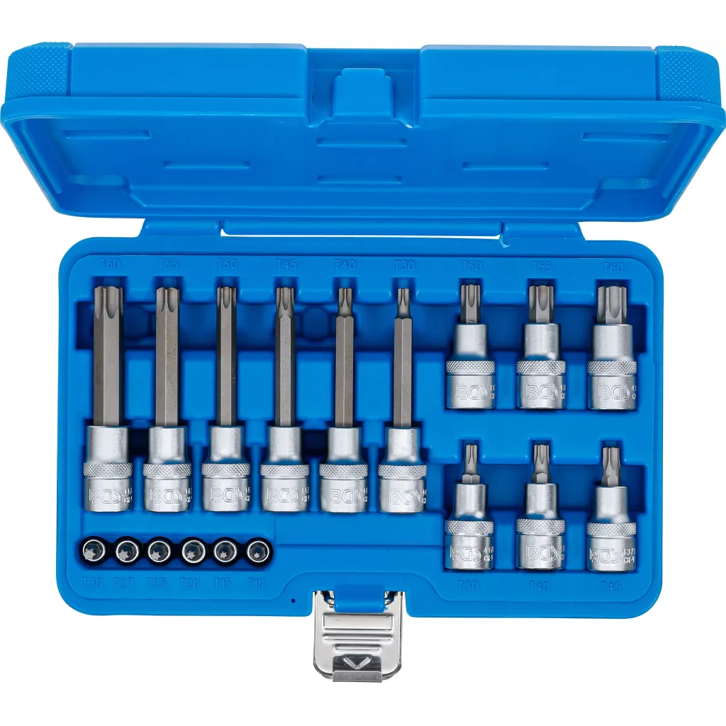 Sada nástrčných klíčů, Torx, 1/4", 1/2", T10 - T60, 18 ks - B5173