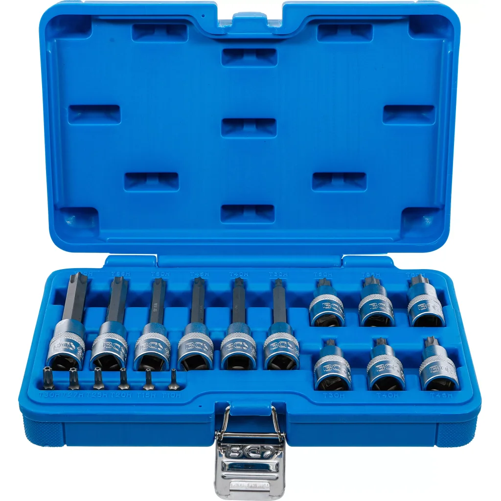 Sada nástrčných klíčů, Torx, 1/4", 1/2", T10H - T60H, 18 ks - B5174