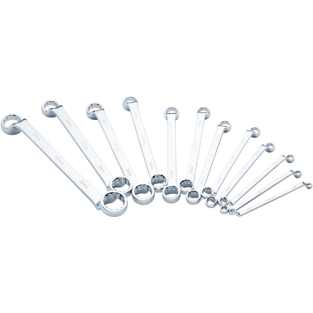 Sada očkových klíčů, vyhnuté, 6-32 mm, 12 ks, Vigor - V7750/12