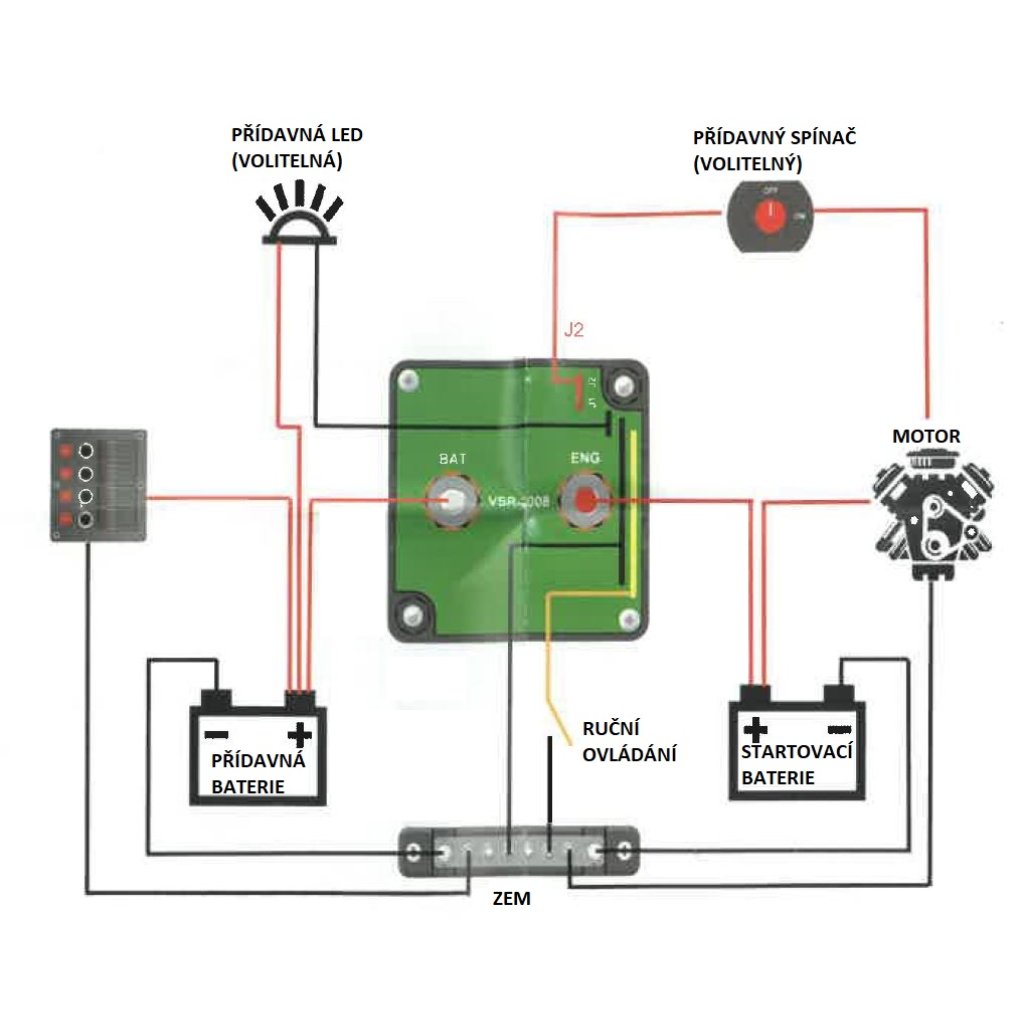 Sada pro automatické dobíjení druhé baterie 12V/140A