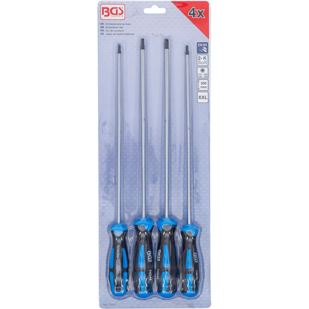 Sada šroubováků TORX, extra dlouhé, T15 - T30, 4 kusy - B74541
