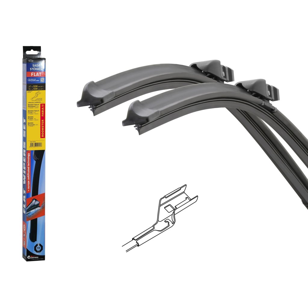 Sada stěračů FLAT FABIA II, ROMSTER 530+530mm, 10579
