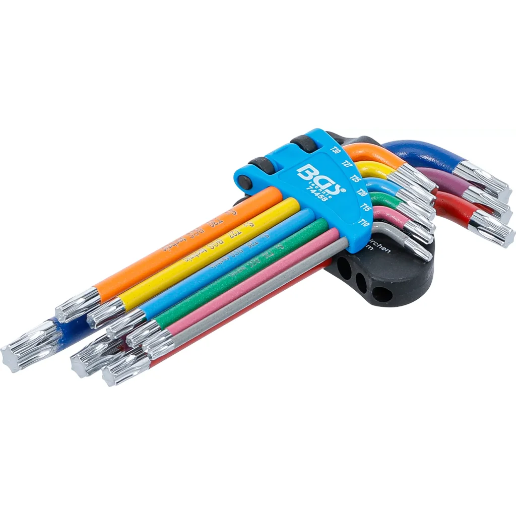 Sada Torx šroubováků, zahnuté, barevné, 9 ks - B74458