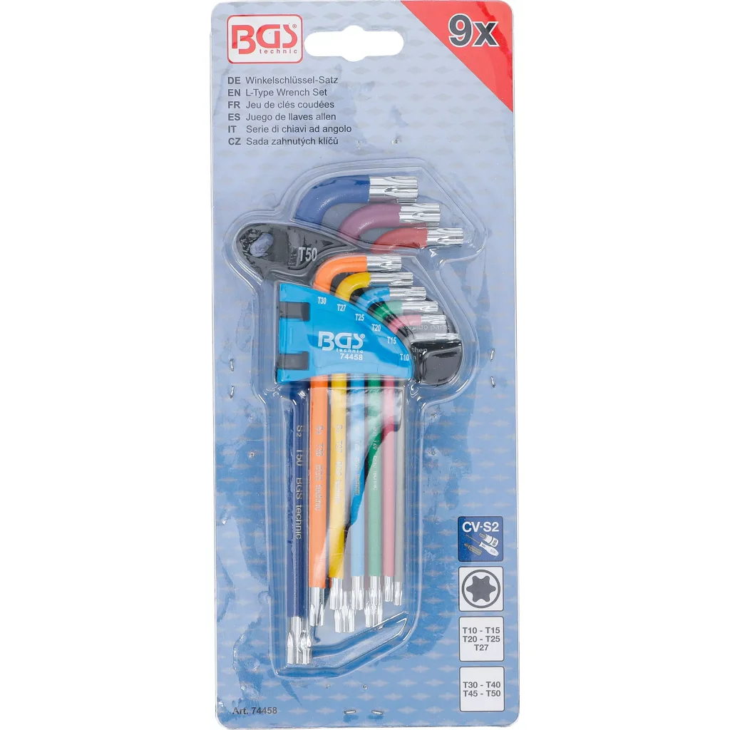Sada Torx šroubováků, zahnuté, barevné, 9 ks - B74458