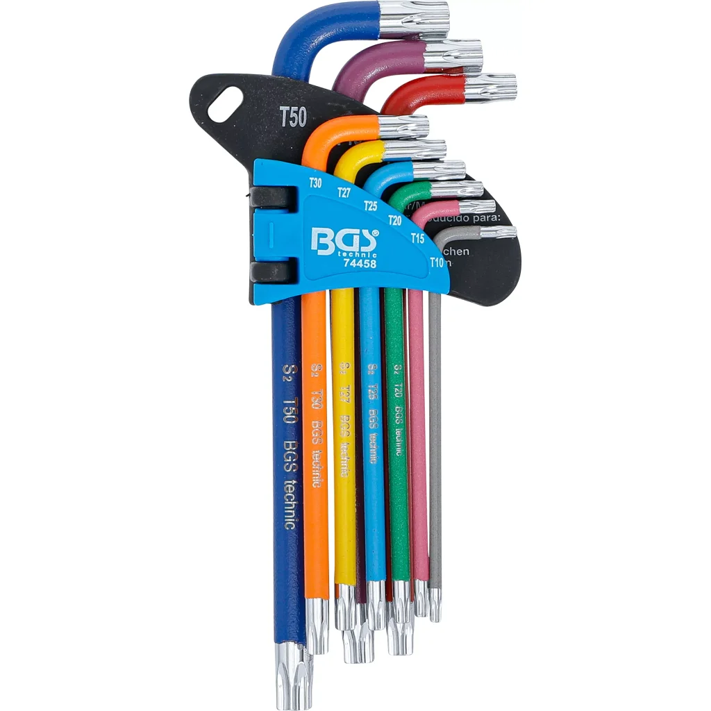 Sada Torx šroubováků, zahnuté, barevné, 9 ks - B74458