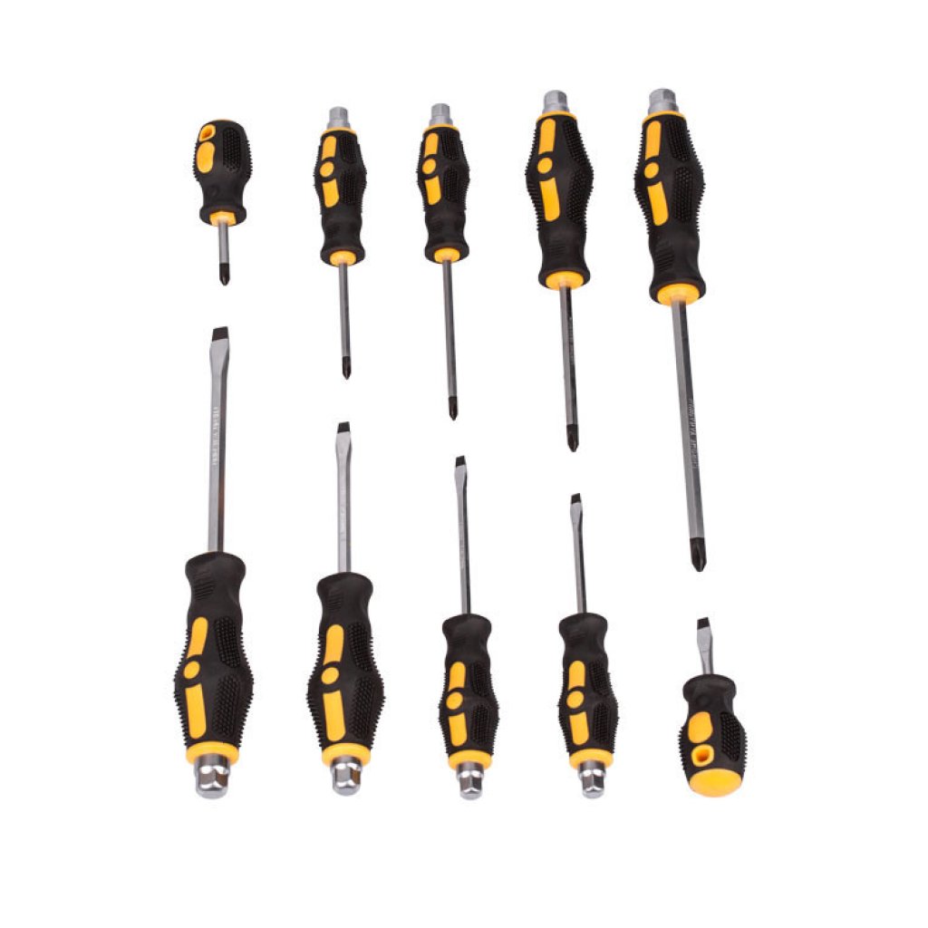 Sada úderových šroubováků 10 ks, magnetické hroty - HT241110