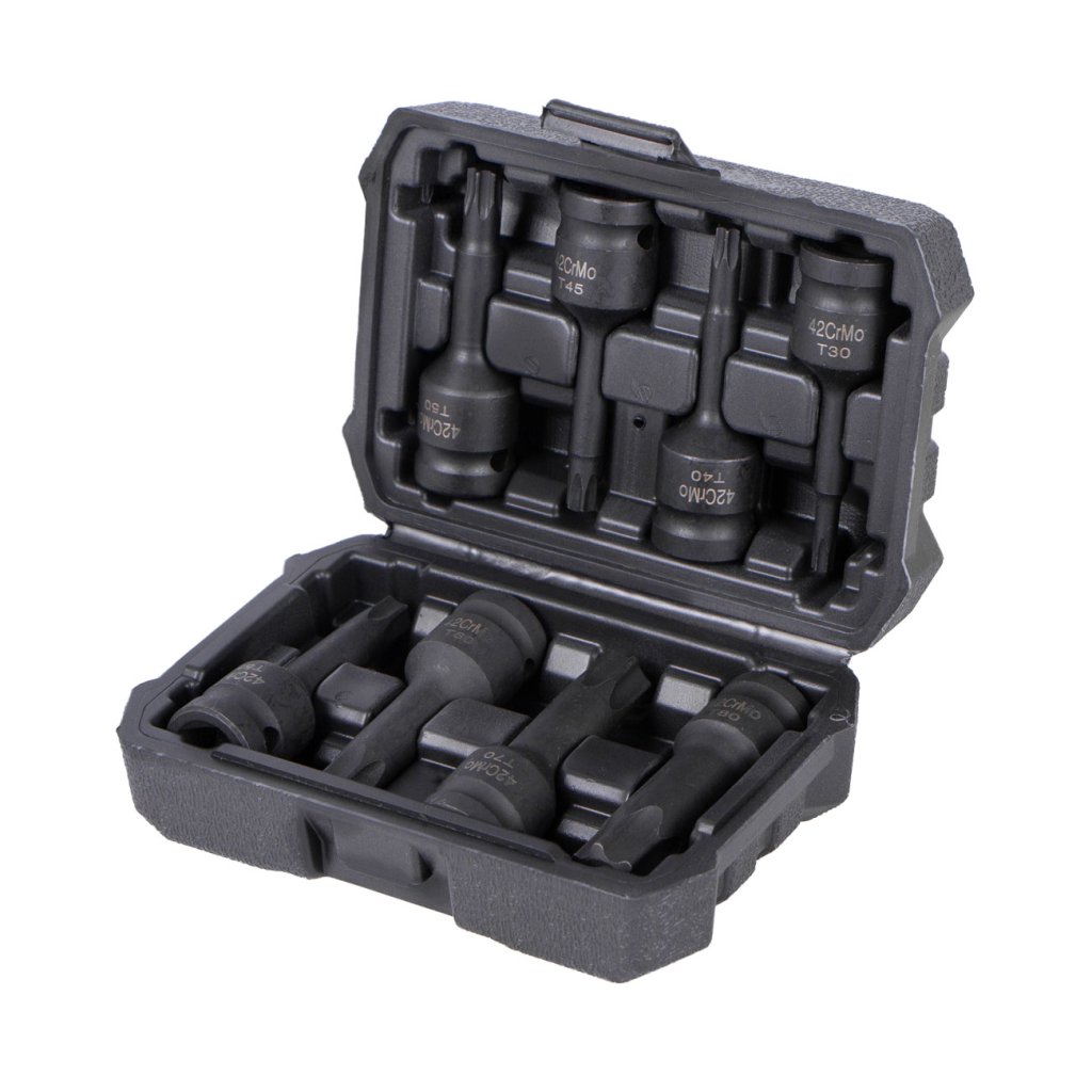 Sada vnějších nástrčných klíčů TORX 1/2", 8 ks - HT206201