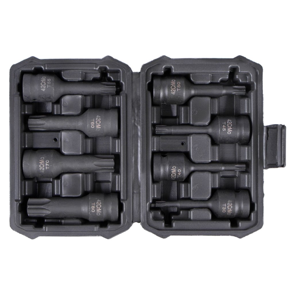 Sada vnějších nástrčných klíčů TORX 1/2", 8 ks - HT206201
