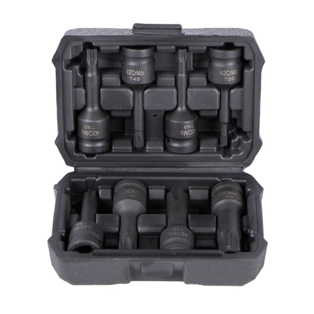 Sada vnějších nástrčných klíčů TORX 1/2", 8 ks - HT206201