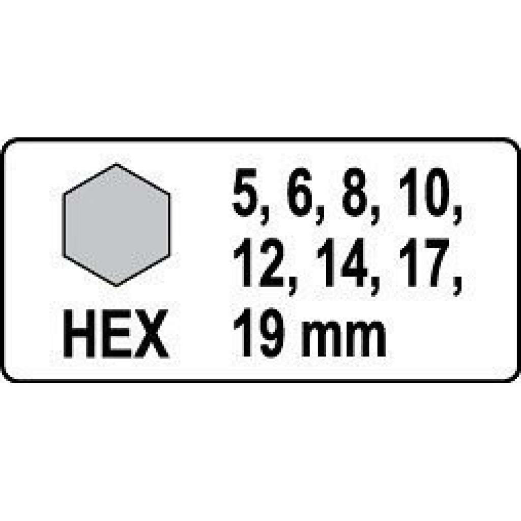 Sada vnějších rázových nástrčných klíčů 1/2" HEX H5-H19, 8 ks - YT-1066
